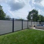 Chai Grey-Wood Grain-Horizontal Vinyl Fence Panel with Aluminum Latice