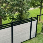 Chai Grey-Wood Grain-Horizontal Vinyl Fence Panel with Aluminum Latices