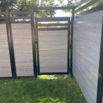 Chai Grey-Wood Grain-Horizontal Vinyl Fence Panels with Aluminum Latice