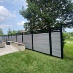 Chai Grey-Wood Grain Horizontal Vinyl Fence Panels with Aluminum Latices