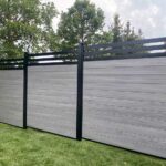 Chai Grey-Wood Grain-Horizontal Vinyl Fences Panels with Aluminum Latices