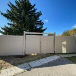 Khaki-Tan Vinyl Fence Panels with Double Gates