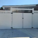 Khaki-Tan Vinyl Fence Panels with Double Gates & Latice