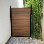 Mocha Walnut Wood Grain Horizontal Vinyl Fence Panels CA USA