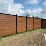 Mocha Walnut Wood Grain Horizontal Vinyl Fence Panels FL USA