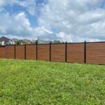 Mocha Walnut Wood Grain Horizontal Vinyl Fence Panels IA USA