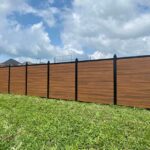Mocha Walnut Wood Grain Horizontal Vinyl Fence Panels MI USA