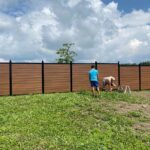 Mocha Walnut Wood Grain Horizontal Vinyl Fence Panels MT USA