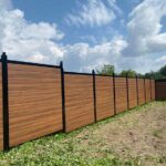 Mocha Walnut Wood Grain Horizontal Vinyl Fence Panels OK USA