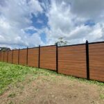 Mocha Walnut Wood Grain Horizontal Vinyl Fence Panels TX USA