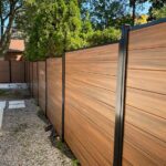 Mocha Walnut Wood Grain Horizontal Vinyl Fence Panels WY USA