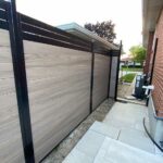 Taupe-Teak Horizontal Vinyl Fences Panel With Aluminum Latice